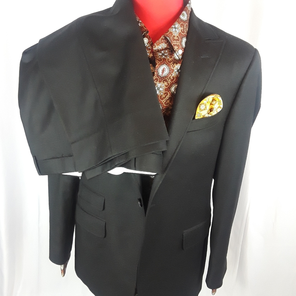 Copley 1883 Loro Piano Black Suit 40R Cashmere/Woo